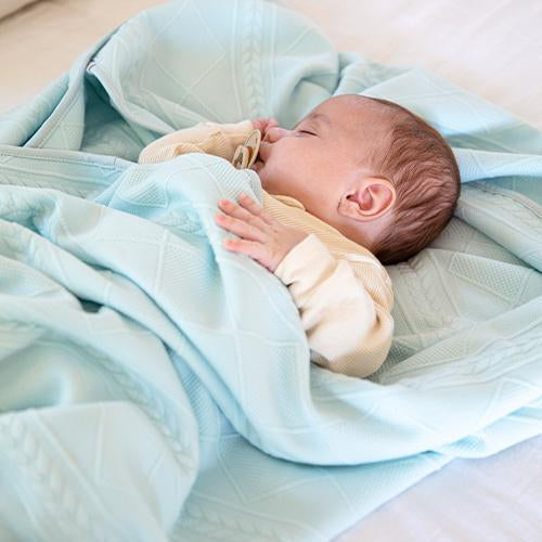 Personalize0d Knit Textured Pattern Baby Blanket - Mint