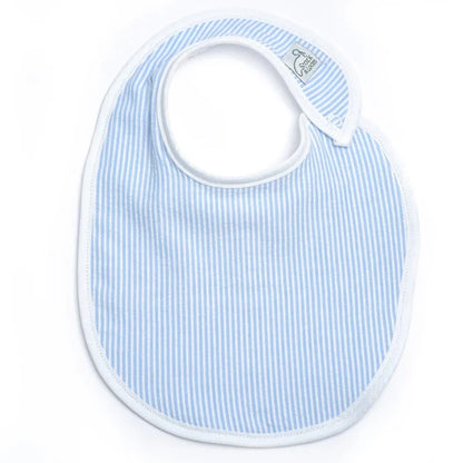 Personalized Seersucker Baby Bib - Blue