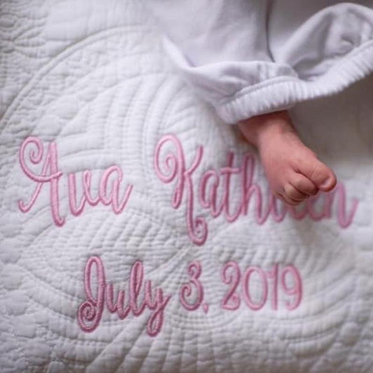 Personalized Baby Quilt - White