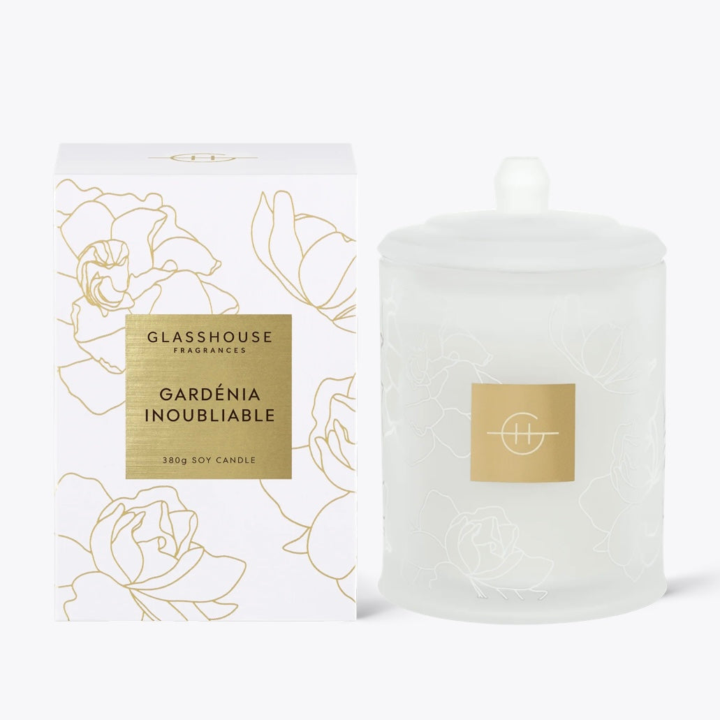 Glasshouse Fragrances Triple Scented Soy Candle Jar - 13.4 oz. - Gardenia Inoubliable (Limited Edition)