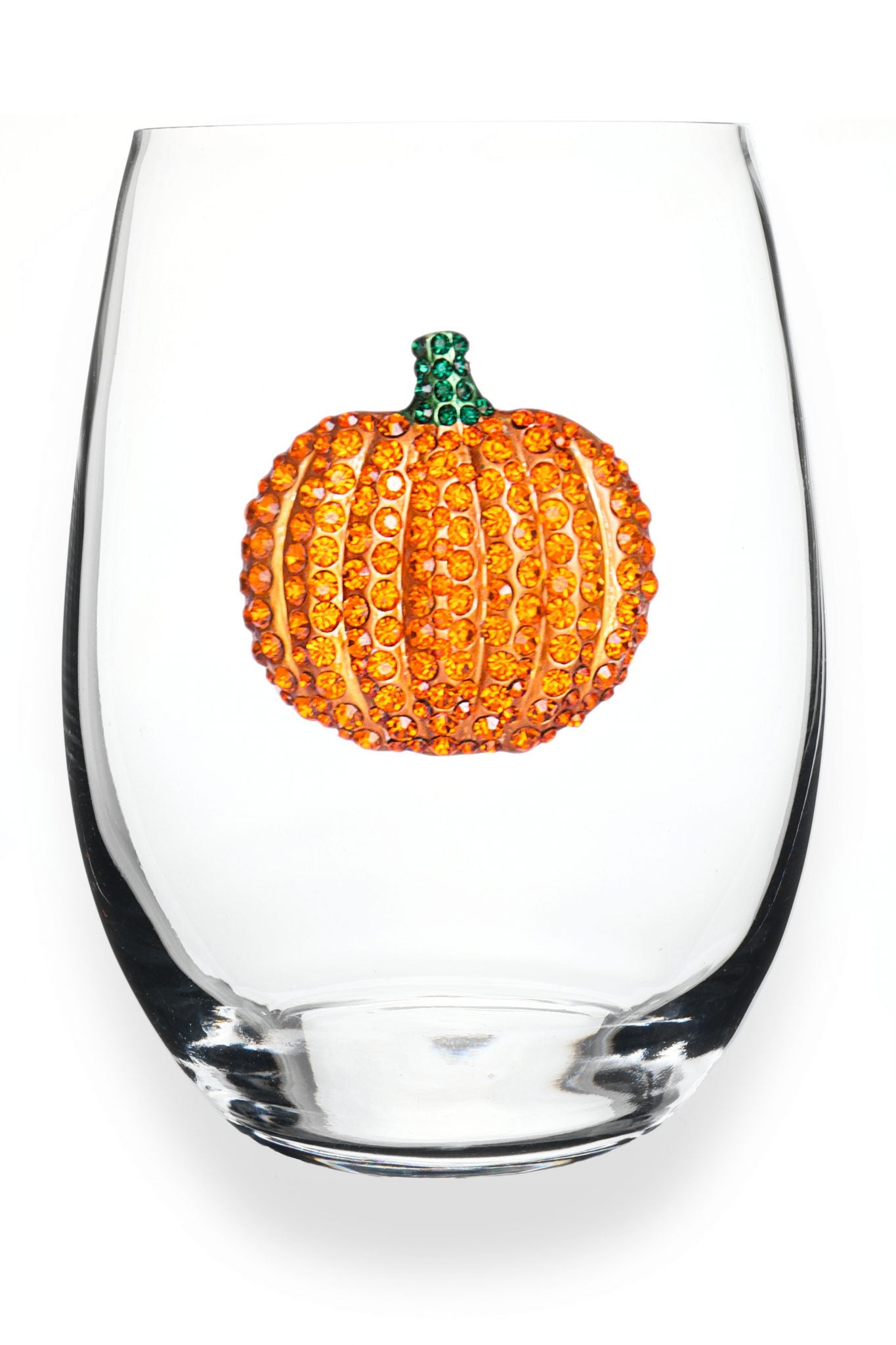 Jeweled Stemless Wine Glass - Fall/Halloween - Pumpkin