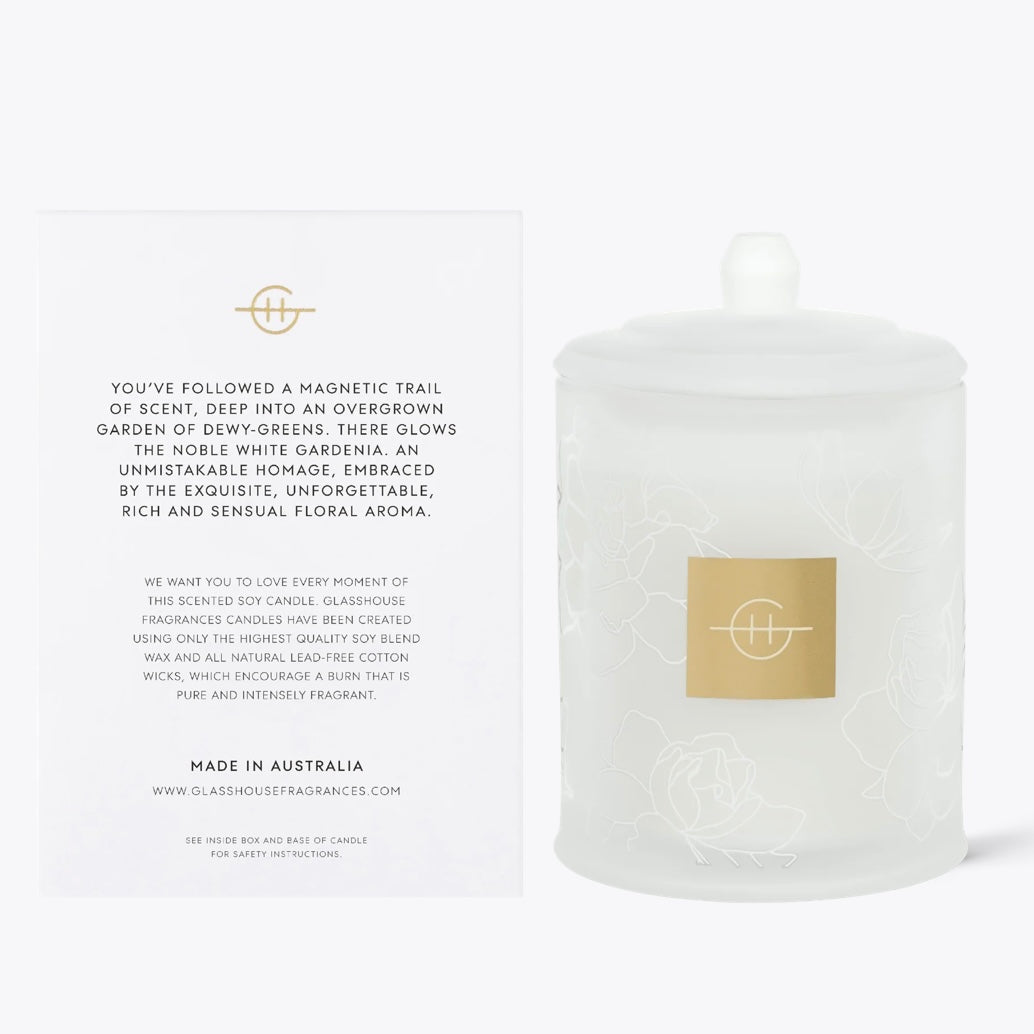 Glasshouse Fragrances Triple Scented Soy Candle Jar - 13.4 oz. - Gardenia Inoubliable (Limited Edition)