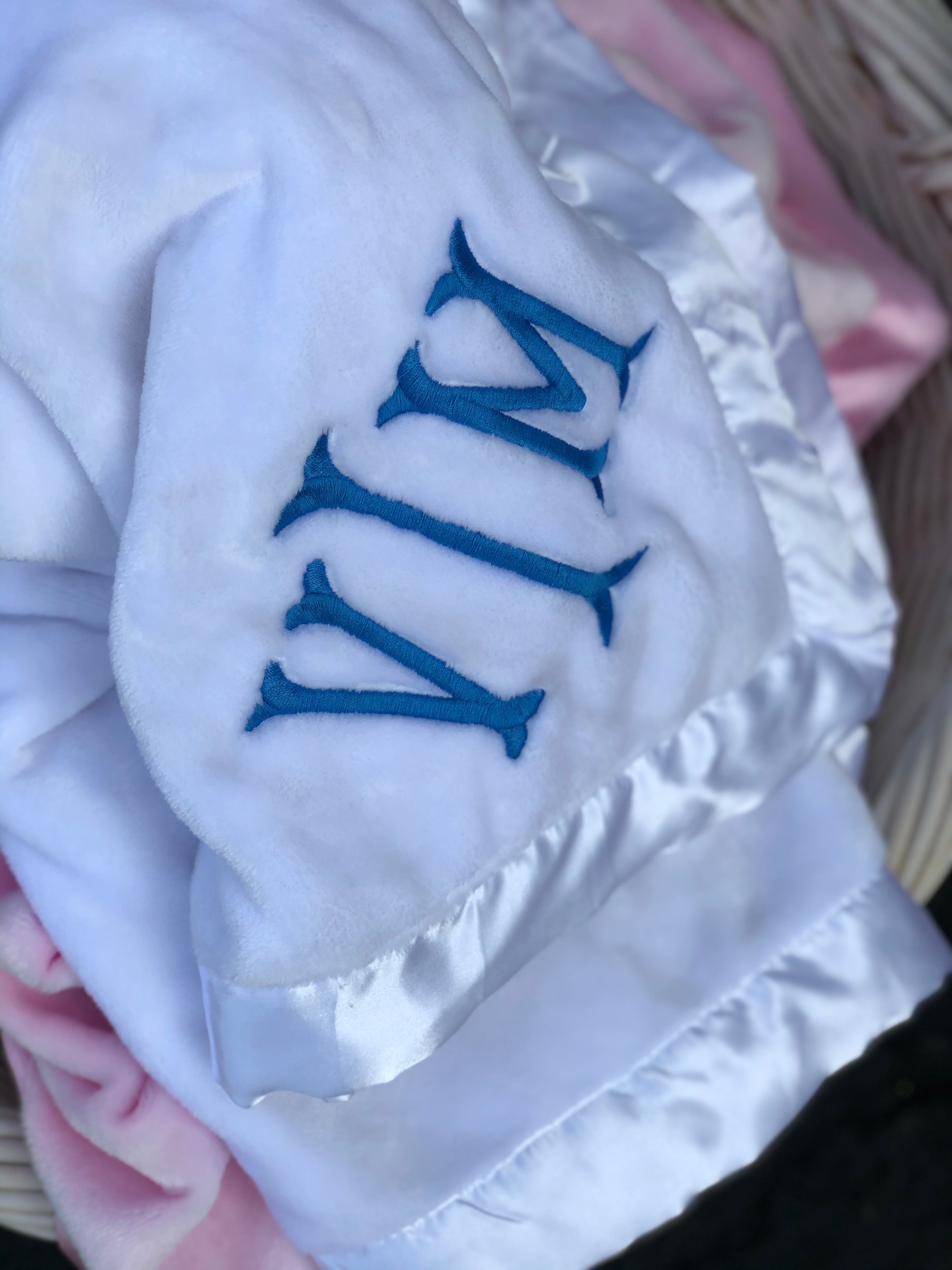 Satin trim discount baby blanket personalized