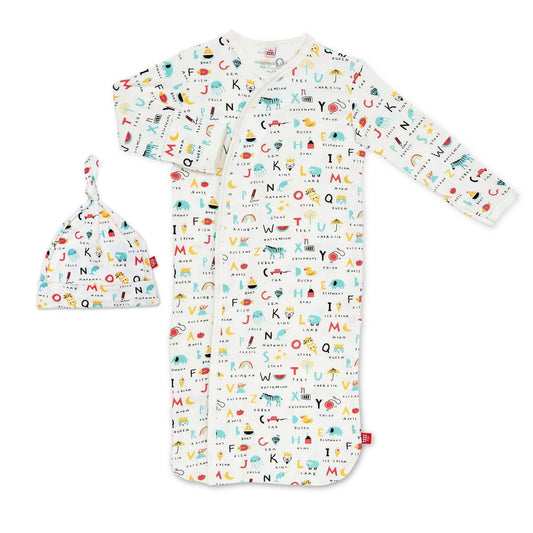 Magnetic Me Modal Infant Sack Gown & Hat Set - ABC Love