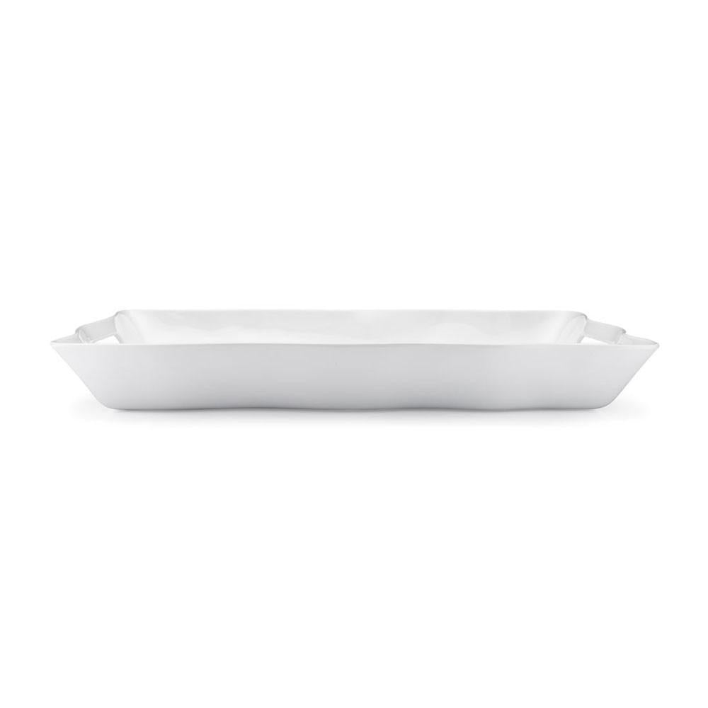 Personalized White Ruffle Melamine Tray w/Handles - Small