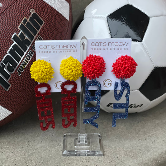 Acrylic Statement Earrings - Assorted Teams