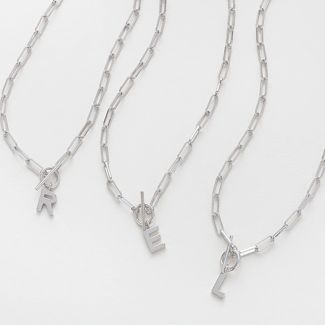 Toggle Initial Necklace - Silver