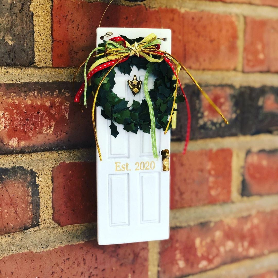 Personalized Door Ornament Wreath & Bow