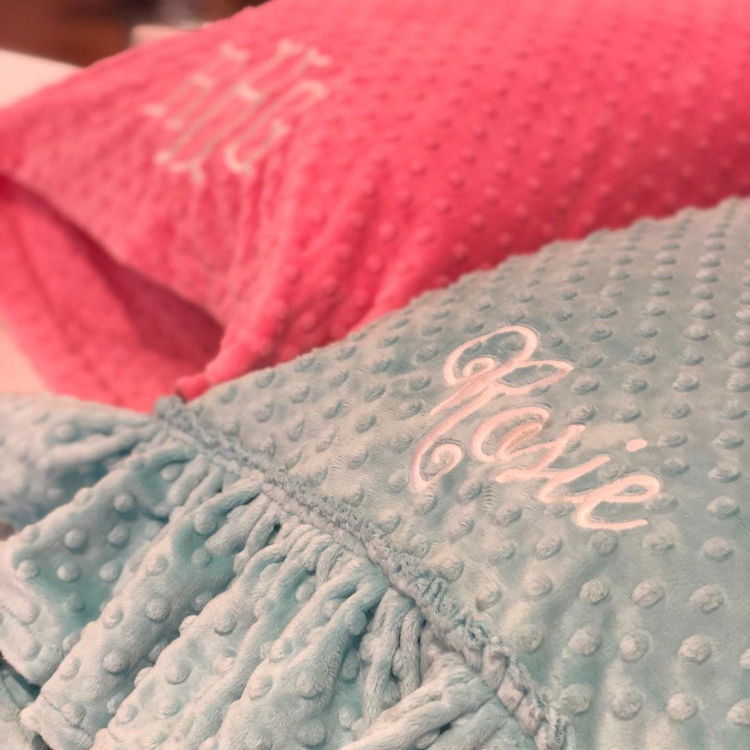 Personalized Minky Dot Pillowcase Ruffle