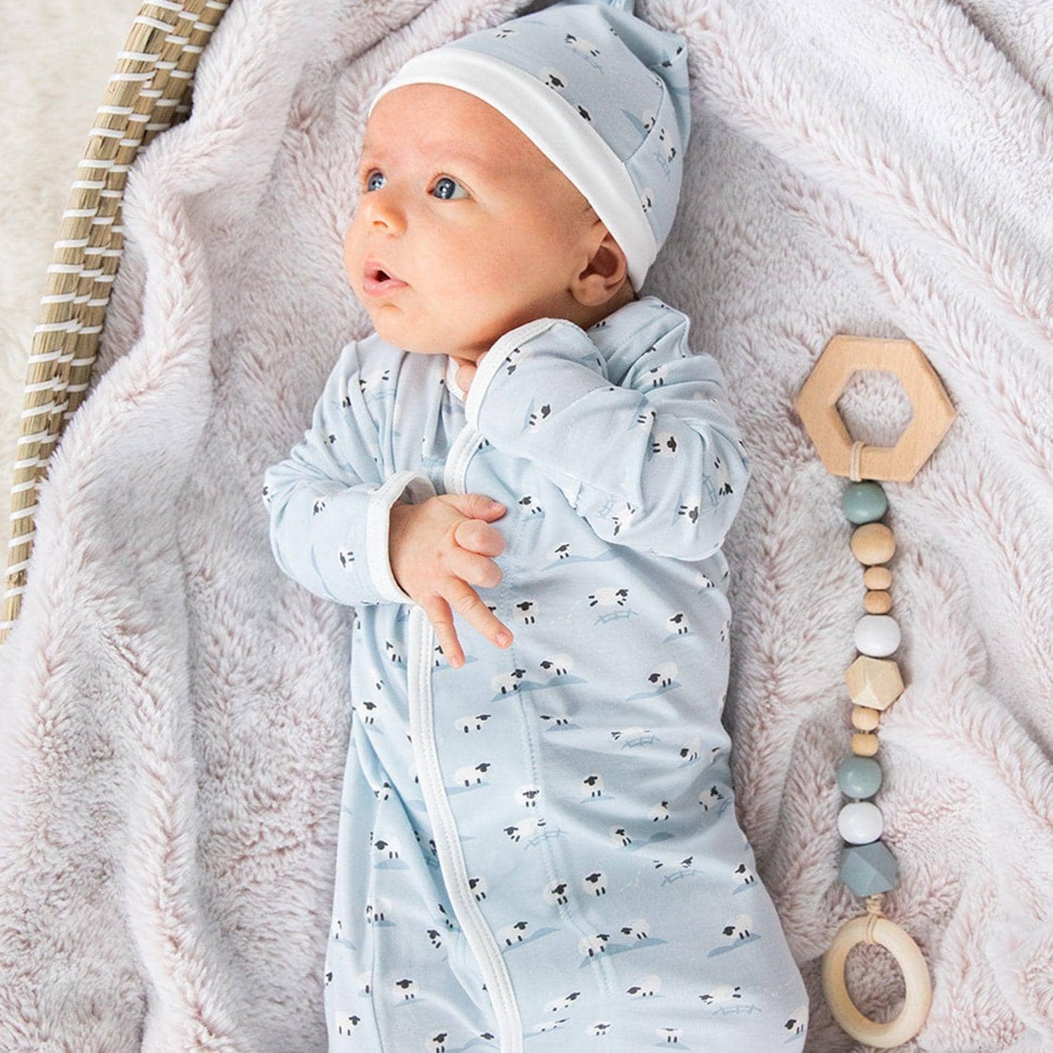 Magnetic Me Modal Infant Sack Gown & Hat Set - Baa Baa Baby, Blue Lifestyle