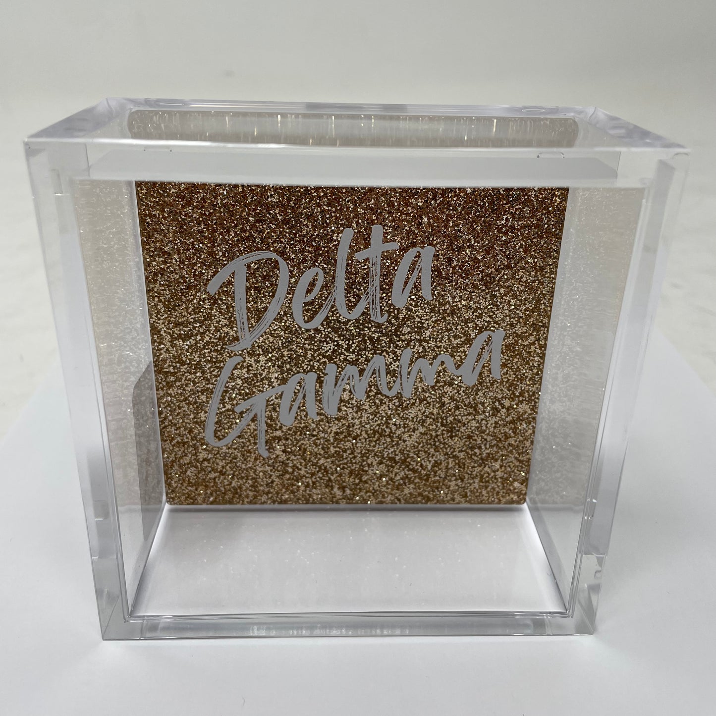 Personalized Luxe 5 Sided Acrylic Box - Sorority - Gold