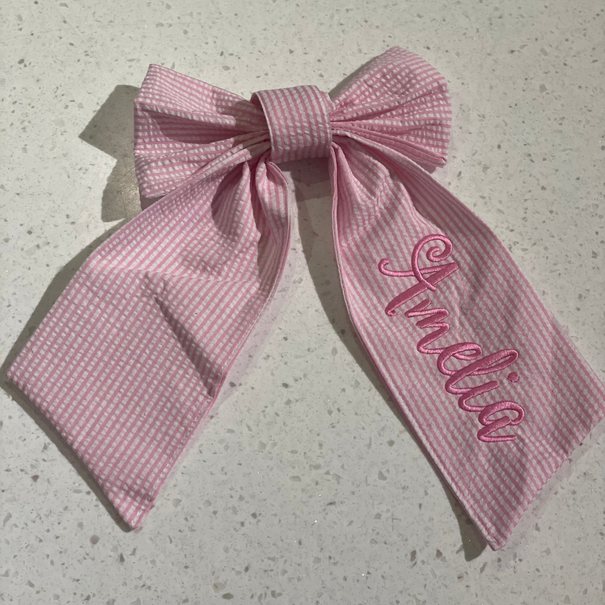 Personalized Basket Bow - Pink 