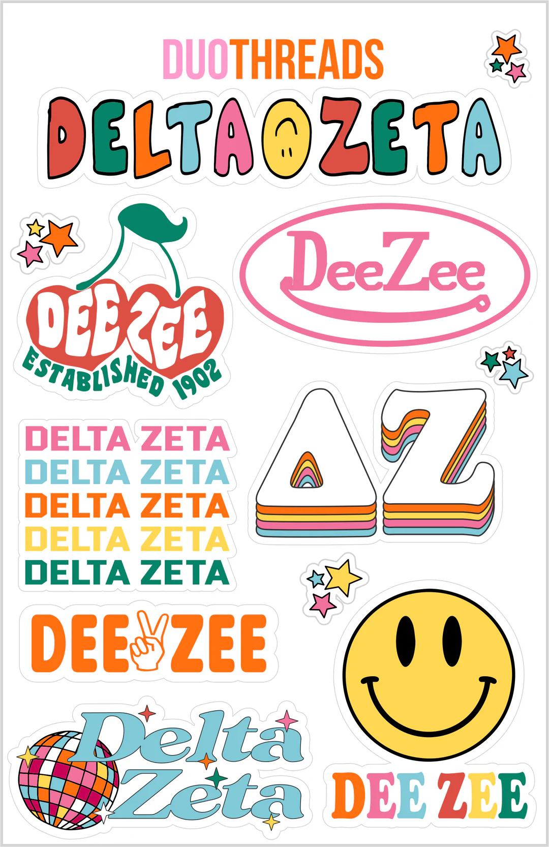 Sorority Sticker Sheet - Delta Zeta