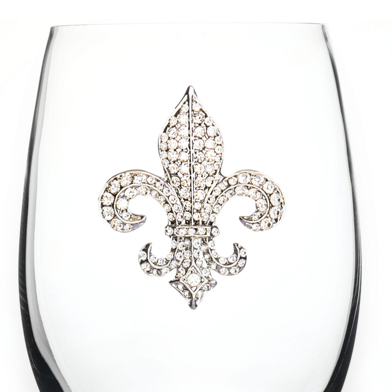 Jeweled Stemless Wine Glass - Every Day - Fleur De Lis