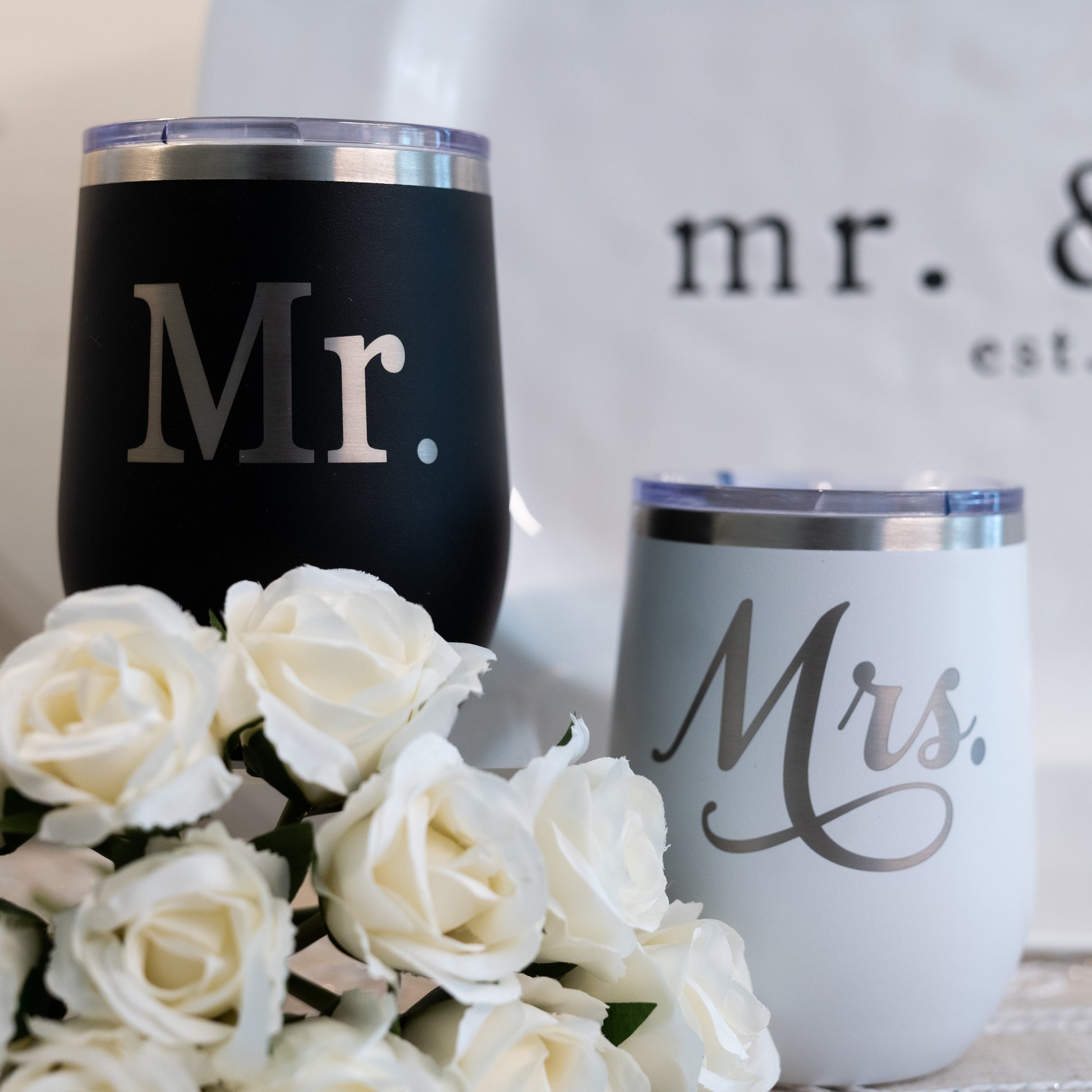 Personalized Mr and Mrs 20 oz Insulated Tumblers