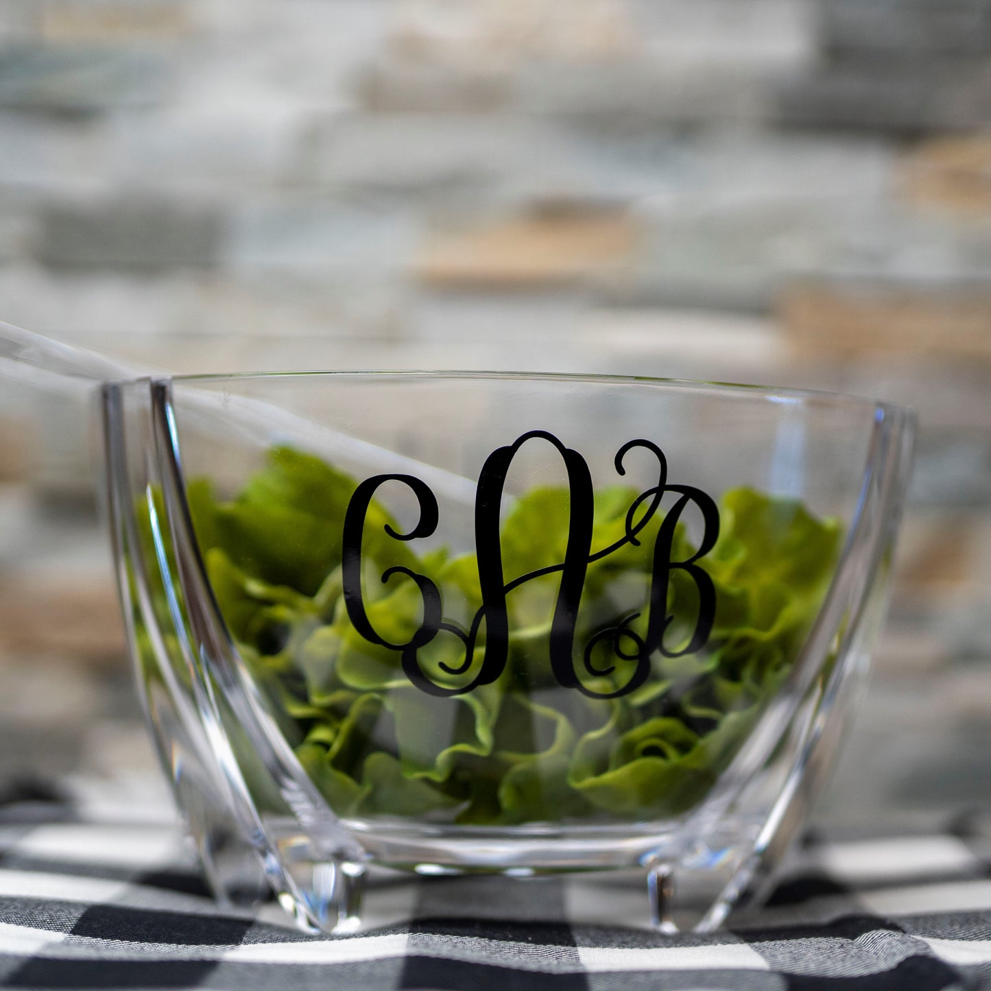 Personalized Acrylic Salad Bowl w/Servers
