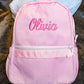 Personalized Small Seersucker Backpack - Pink